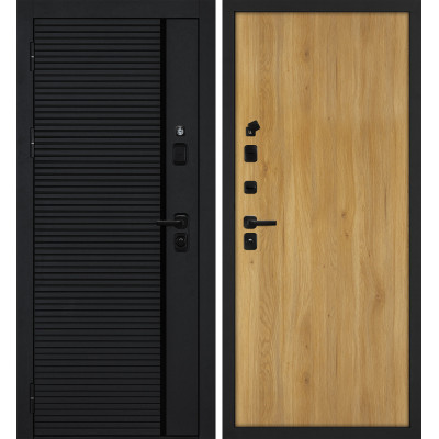 Входная дверь Галактика-173/Гладкая -- Черный мягкая шагрень / Дуб золотистый