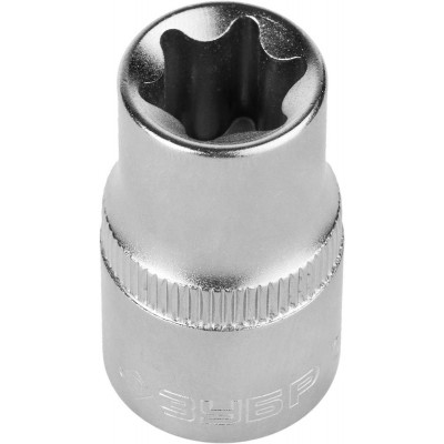 Головка торцовая 1/2″, E-TORX E16, Хромованадиевая сталь, Cr-V, хроматированное покрытие, Зубр Мастер 27719-16
