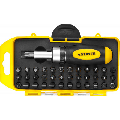 Стаер, Stayer Compact-38 набор: реверсивная отвертка с насадками 38 шт, 2557-H38