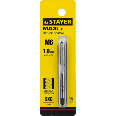 Стаер, Stayer М6х1.0, одинарный, Метчик для сквозных отверстий (28020-06-1.0)