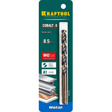 Сверло по металлу 8.5*117мм Крафтул, Kraftool Cobalt, HSS-Co(8%), Кобальт М42(S2-10-1-8), 29656-8.5