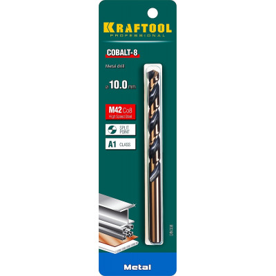 Сверло по металлу 10.0*133мм Крафтул, Kraftool Cobalt, HSS-Co(8%), Кобальт М42 (S2-10-1-8), 29656-10