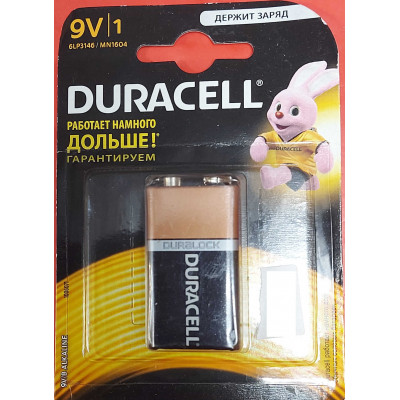 Батарейка Крона 6LR61 9V, Алкалиновый, Дюрасел, Duracell Basic