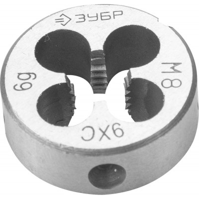 Зубр М8*1.25мм, сталь 9ХС, плашка круглая ручная, 4-28022-08-1.25