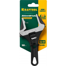 Ключ разводной 160 мм, захват 43 мм, узкие губки, Крафтул, Kraftool SlimWide Compact 27266-25