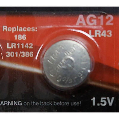 Батарейка AG12, LR1142, LR43, 386A, 186 1.5V, Алкалиновый