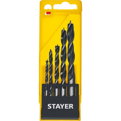 Стаер, Stayer M-type, 5 шт: 4-5-6-8-10 мм, набор сверл спиральных по дереву, 2942-H5_z02
