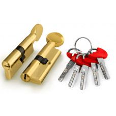 CW70, Цилиндровый механизм перфо к/в, Фуаро, Fuaro (D-PRO502/70) D-PRO5002 Knob70 (30+10+30)мм, Латунь, PB, 5 ключей