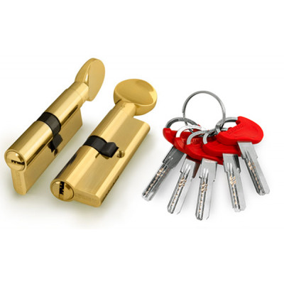 CW70, Цилиндровый механизм перфо к/в, Фуаро, Fuaro (D-PRO502/70) D-PRO5002 Knob70 (30+10+30)мм, Латунь, PB, 5 ключей