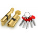 CW70, Цилиндровый механизм перфо к/в, Фуаро, Fuaro (D-PRO502/70) D-PRO5002 Knob70 (30+10+30)мм, Латунь, PB, 5 ключей