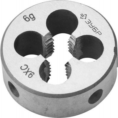 Зубр М10x1.5мм, плашка, сталь 9ХС, круглая ручная, 4-28022-10-1.5