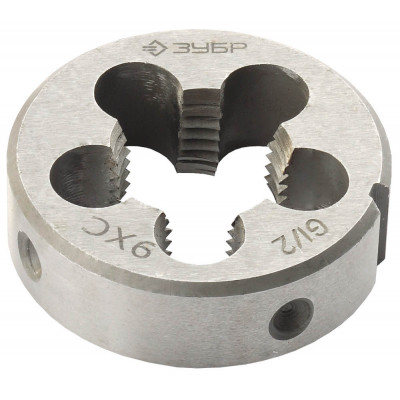 Зубр G 1/2″, плашка трубная, сталь 9ХС, круглая ручная, 4-28032-1/2