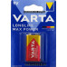 Батарейка Крона 6LR61 9V, Алкалиновый, Варта, Varta Longlife Max Power