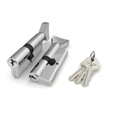 NW80, Цилиндровый механизм английский к/в, Фуаро, Fuaro (100 CM/80) 1000CM Knob80 (35+10+35)мм, Хром, CP, 3 ключа