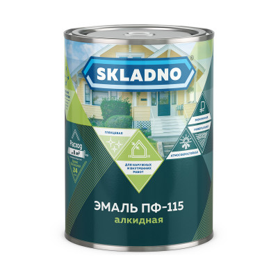 Эмаль ПФ-115 Skladno, алкидная, глянцевая, 0,8кг, салатная