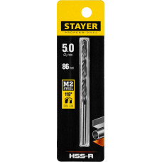 Сверло по металлу 5.0*86мм Стаер, Stayer Profi, HSS-R, быстрорежущая сталь М2 (S6-5-2), 29602-5
