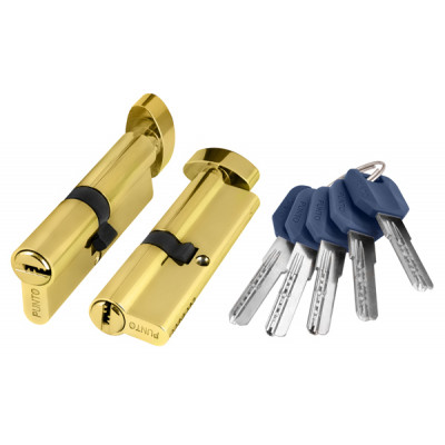 CW90, Цилиндровый механизм перфо к/в, Пунто, Punto (Z402/90) Z4002 Knob90 (40+10+40)мм, Латунь, PB, 5 ключей