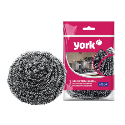 Губка для мытья посуды, спираль, нержавеющая сталь, Ёрк, York Prestige Mega 002030