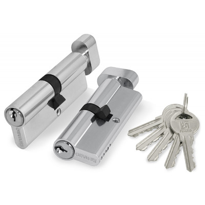 NW80, Цилиндровый механизм английский к/в, Фуаро, Fuaro (100 ZM/80) 1000ZM Knob80 (35+10+35)мм, Хром, CP, 5 ключей