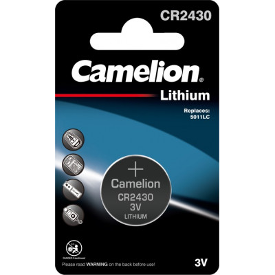 Батарейка CR2430 3V, Литиевый, Хамелион, Camelion