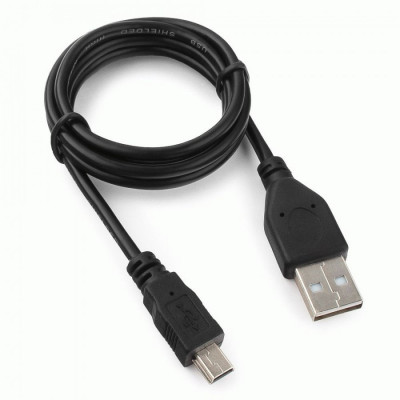 Кабель USB (m)-miniUSB (m) 1м, силикон черный, Гарнизон