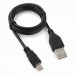Кабель USB (m)-miniUSB (m) 1м, силикон черный, Гарнизон