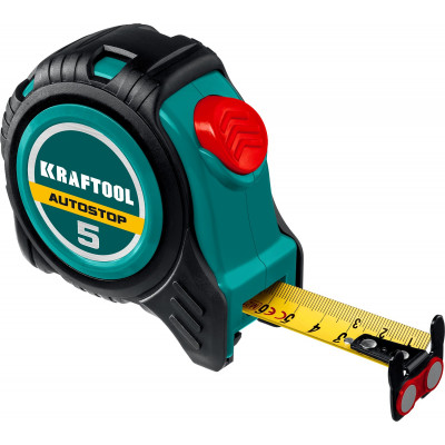 Рулетка 5м*25мм, с Автостопом, Профессиональная, Крафтул, Kraftool AutoStop 3412-5-25
