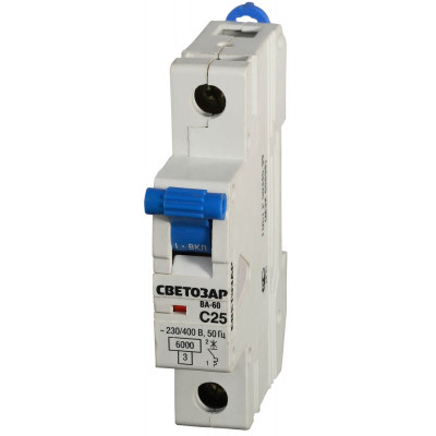 Выключатель автоматический Светозар, 1 полюсный, C 25А, SV-49061-25-C