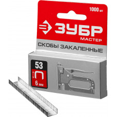 Скобы для степлера, тип 53, 6мм, 1000 шт, калибр 23GA, A/10/JT21, Зубр 31625-06 Скобы для степлера, тип 53, 6мм, 1000 шт, калибр 23GA, A/10/JT21, Зубр 31625-06