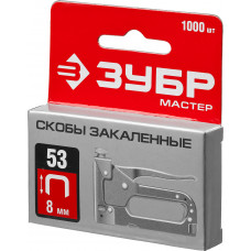 Скобы для степлера, тип 53, 8мм, 1000 шт, калибр 23GA, A/10/JT21, Зубр 31625-08