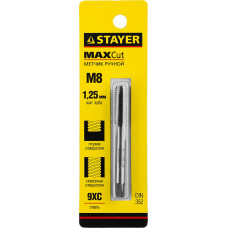 Стаер, Stayer M8х1.25, метчик для сквозных и глухих отверстий, одинарный, 28021-08-1.25