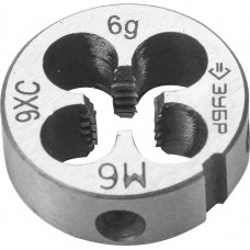 Зубр М6x1.0мм, плашка, сталь 9ХС, круглая ручная, 4-28022-06-1.0