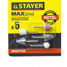 Набор Стаер, Stayer Master: Абразивные минишарошки-насадки для гравера и дрели, хвостовик d 3,2мм, 5 предм., 2988-H5