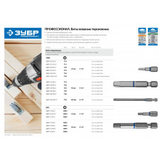 Бита TORX 40*50мм, магнитная, тип хвостовика E 1/4″, хромомолибденовая сталь, Cr-Mo, Зубр Эксперт 26015-40-50-2