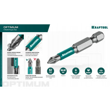 Бита PZ2*50мм, магнитная, Крафтул Оптимум, Kraftool Optimum 26124-2-50-10