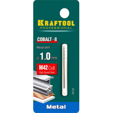 Сверло по металлу 1.0*40мм Крафтул, Kraftool Cobalt-8, Кобальт М42, HSS-Co(8%), 29656-1