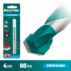 Сверло по керамограниту 4*80мм, твердосплав КС, Крафтул Керамо, Kraftool Keramo 29175-080-4