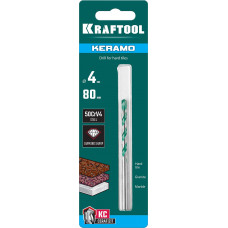 Сверло по керамограниту 4*80мм, твердосплав КС, Крафтул Керамо, Kraftool Keramo 29175-080-4
