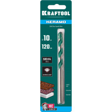 Сверло по керамограниту 10*120мм, твердосплав КС, Крафтул Керамо, Kraftool Keramo 29175-120-10