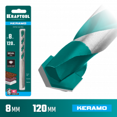 Сверло по керамограниту 8*120мм, твердосплав КС, Крафтул Керамо, Kraftool Keramo 29175-120-8 Сверло по керамограниту 8*120мм, твердосплав КС, Крафтул Керамо, Kraftool Keramo 29175-120-8