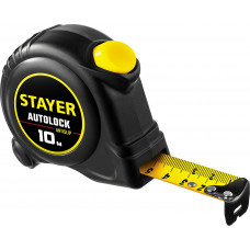 Стаер, Stayer АutoLock 10м / 25мм рулетка с Автостопом, 2-34126-10-25