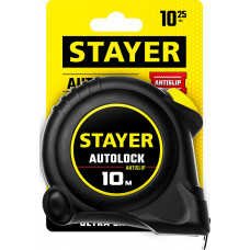 Стаер, Stayer АutoLock 10м / 25мм рулетка с Автостопом, 2-34126-10-25